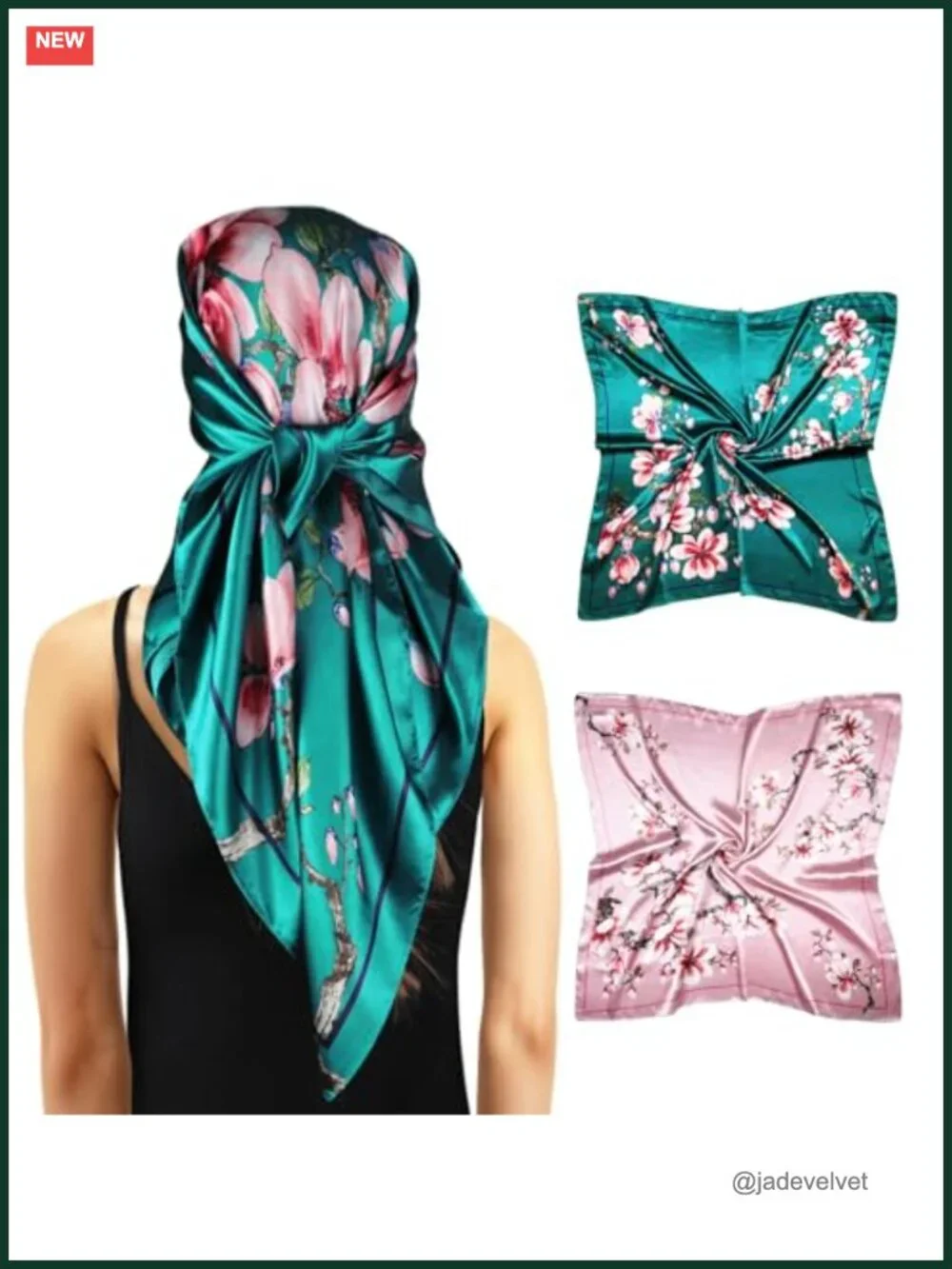 Silk Feel Satin Head Scarf for Women – 35x35 in, Hair Wrap, Bandana, Neck Scarf